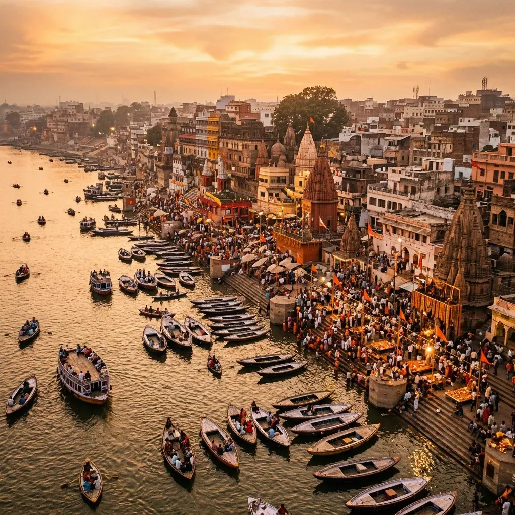 The ghats of Varanasi at dawn
